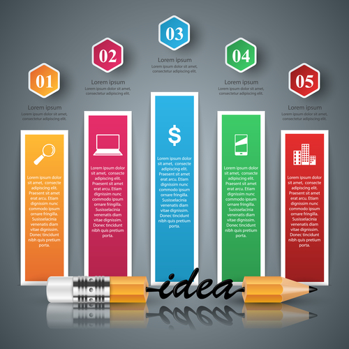 Idea with colored infographic template vector