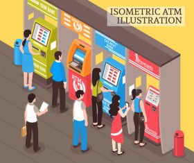 Isometric vending machines illustration vector