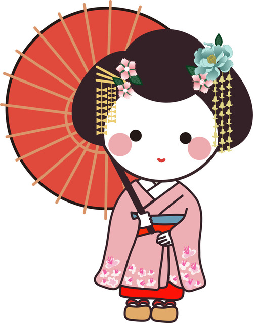Japanese cartoon geisha vector free download