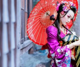 Japanese kimono beauty Stock Photo