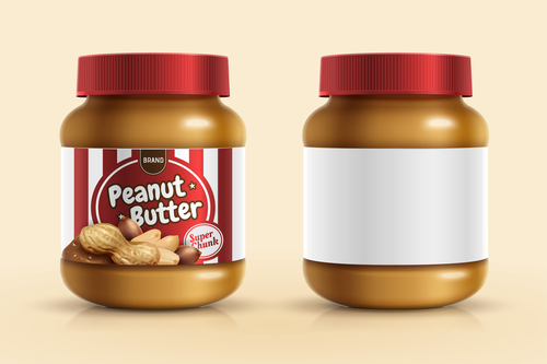 Jar with peanut butter vector