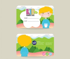 Kid club member card template vector 01