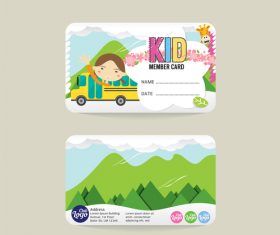 Kid club member card template vector 02