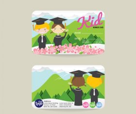 Kid club member card template vector 04