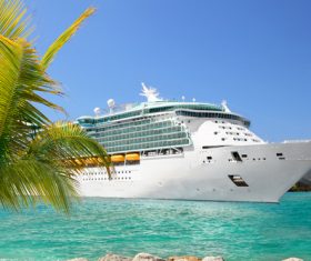 Large cruise ship moored in the dock Stock Photo