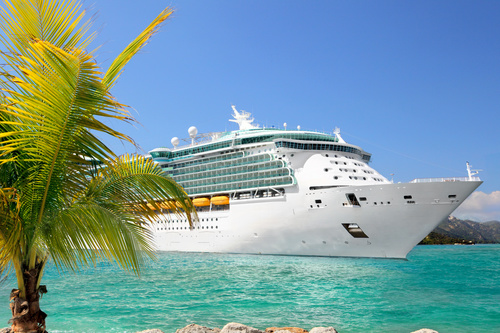 Large cruise ship moored in the dock Stock Photo