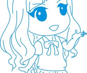 Line draft girl Q version character vector