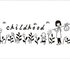 Little girl picking flowers vector