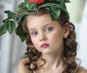 Little girl wearing wreath posing Stock Photo 05