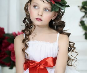 Little girl wearing wreath posing Stock Photo 07