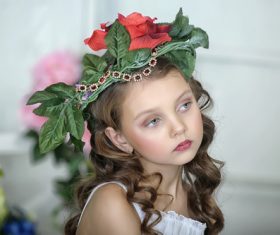 Little girl wearing wreath posing Stock Photo 09