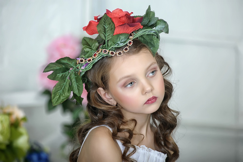 Little girl wearing wreath posing Stock Photo 09