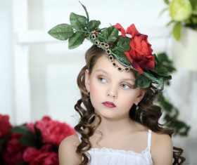 Little girl wearing wreath posing Stock Photo 11