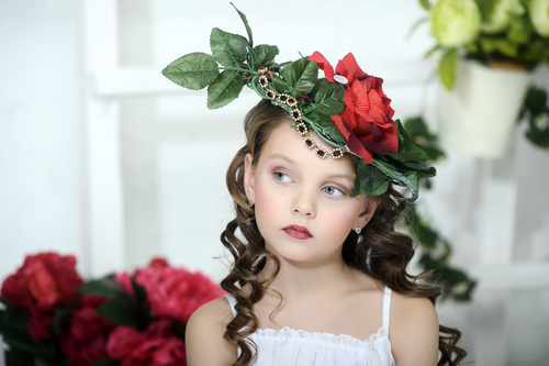 Little girl wearing wreath posing Stock Photo 11