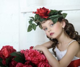 Little girl wearing wreath posing Stock Photo 12