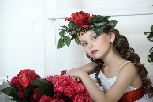 Little girl wearing wreath posing Stock Photo 12