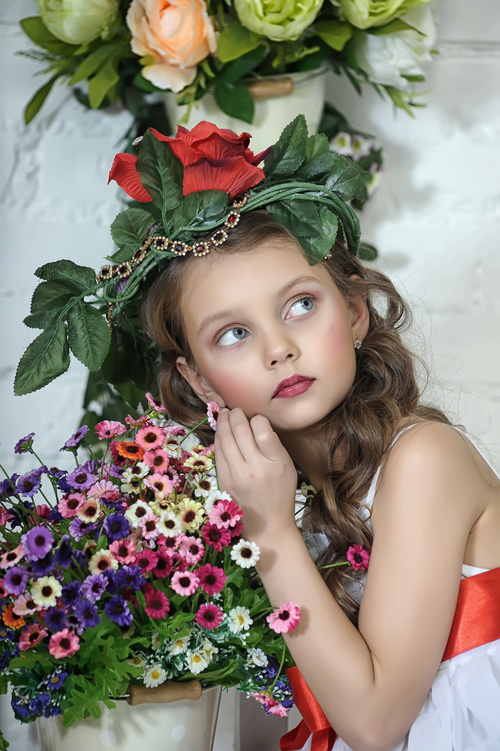 Little girl wearing wreath posing Stock Photo 13