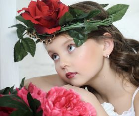 Little girl wearing wreath posing Stock Photo 14