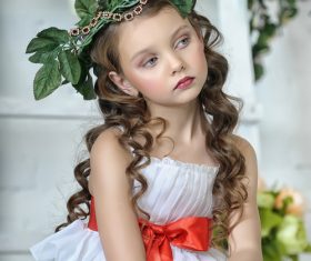 Little girl wearing wreath posing Stock Photo 15