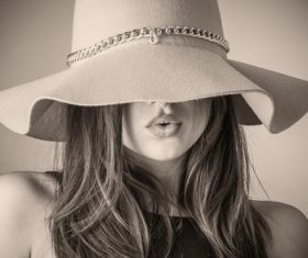Long haired girl pouting Stock Photo