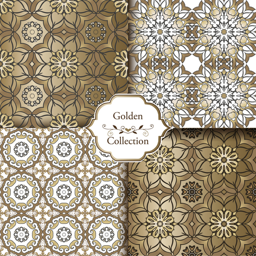 Luxury seamless patterns collection vector 01