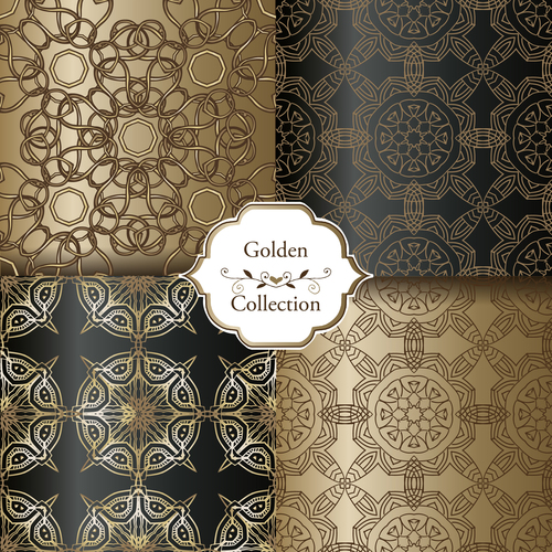Luxury seamless patterns collection vector 02