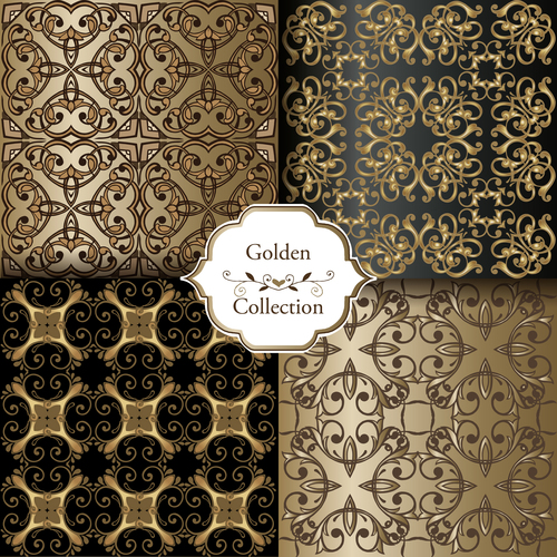 Luxury seamless patterns collection vector 03