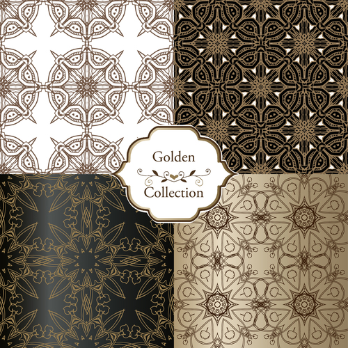 Luxury seamless patterns collection vector 04