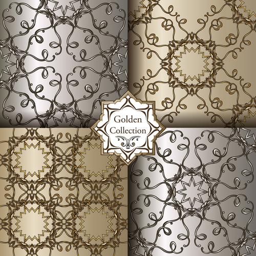 Luxury seamless patterns collection vector 05