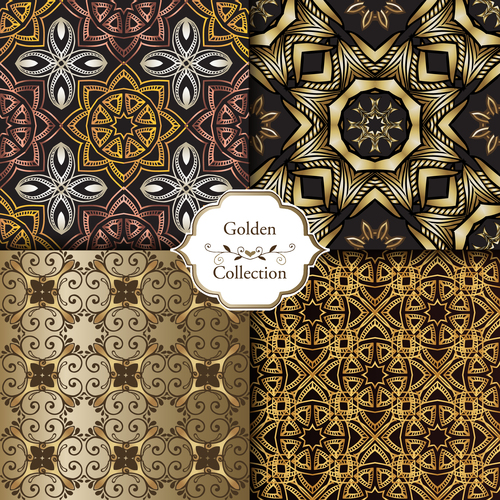 Luxury seamless patterns collection vector 06