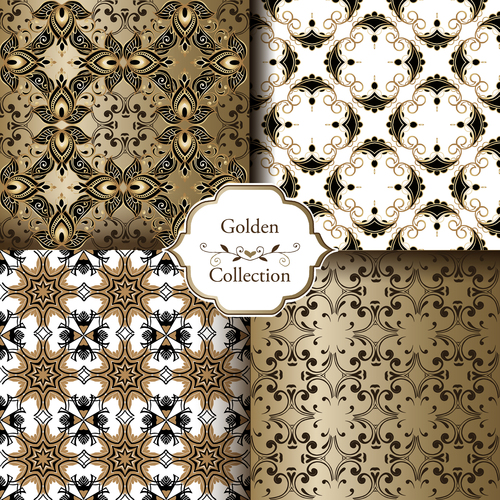 Luxury seamless patterns collection vector 08