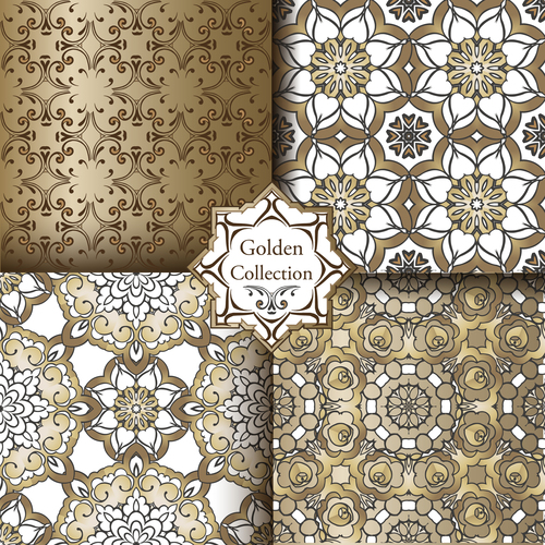Luxury seamless patterns collection vector 09