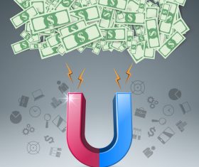 Magnet and money vector background