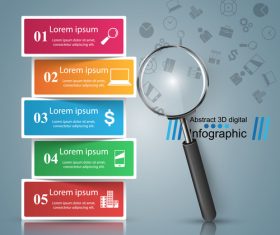 Magnifier with colored option infographic vector