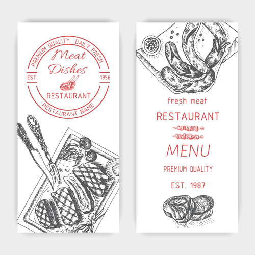Meat dishes menu template vector