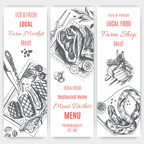 Meat menu card template vector 01