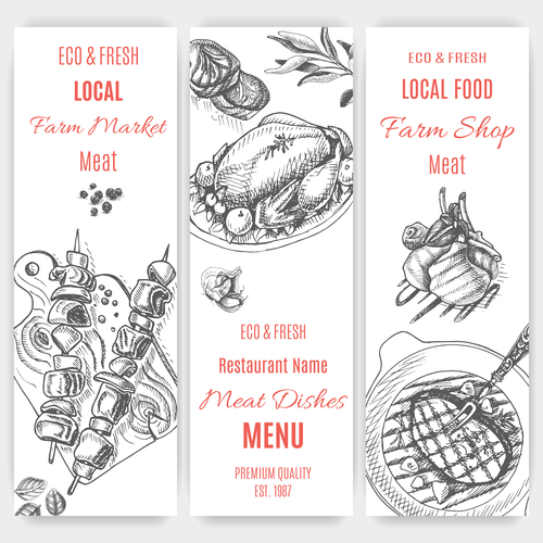 Meat menu card template vector 02