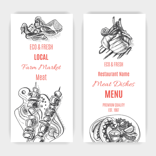 Meat menu card template vector 04