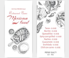 Mexican food menu card template vector 01