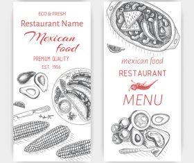 Mexican food menu card template vector 02