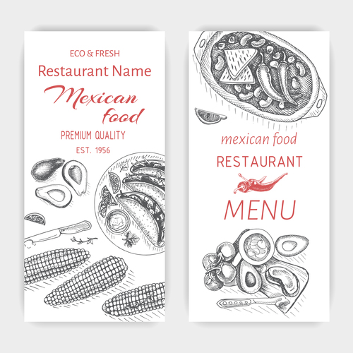Mexican food menu card template vector 02
