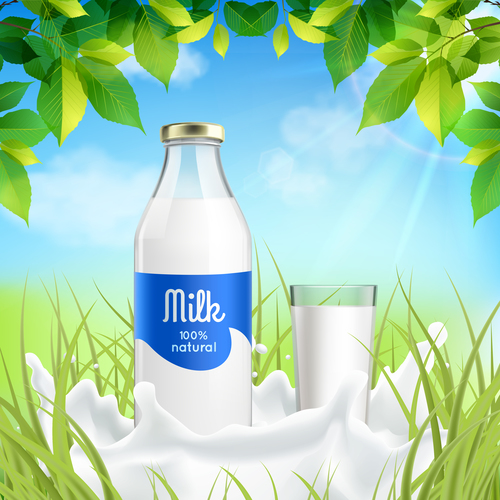 Milk realistic vector poster