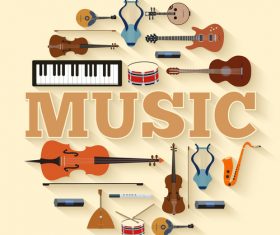 Music Instruments vintage background vector