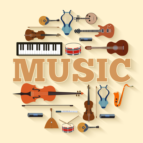 Music Instruments vintage background vector
