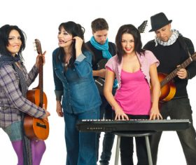 Music loving friends Stock Photo