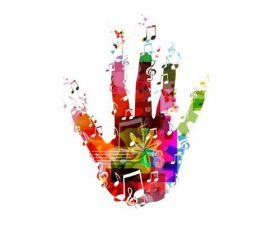 Music with colored hand vector