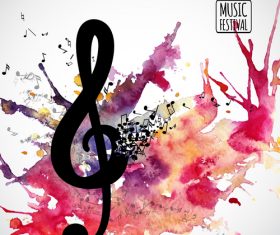 Musical watercolor background design vector
