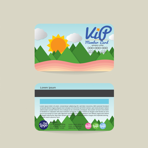 Natural scenery with member card template vector 01