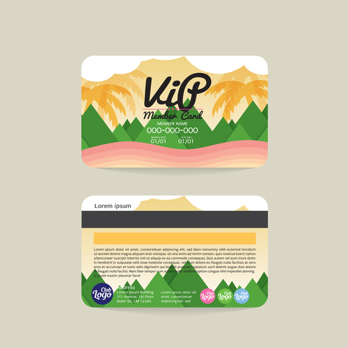 Natural scenery with member card template vector 02