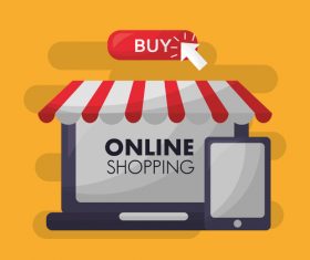 Online shopping with buy button web design vector 05
